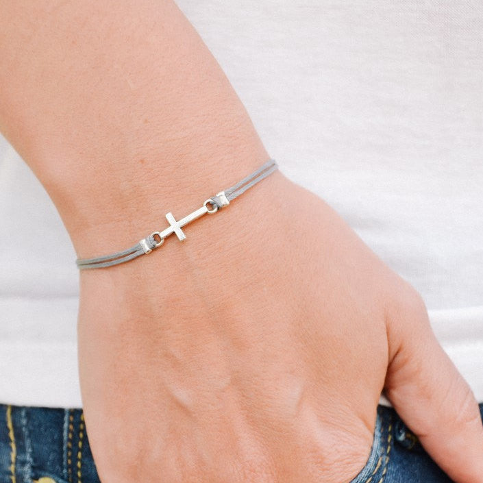 Women bracelet with silver cross charm - shani-adi-jewerly