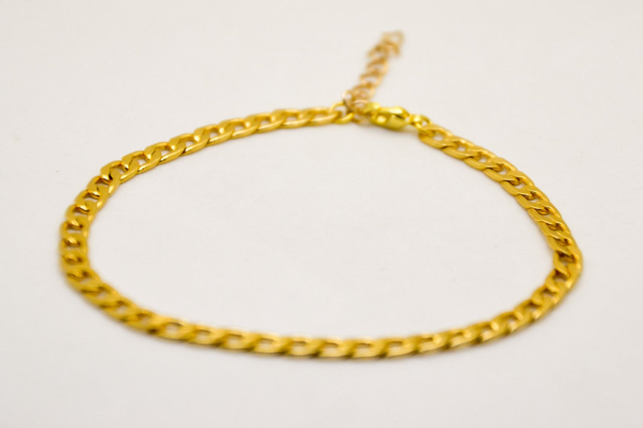 Elegant 14k gold plated flat chain bracelet - shani-adi-jewerly