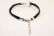 Silver anchor bracelet, double black cord - shani-adi-jewerly