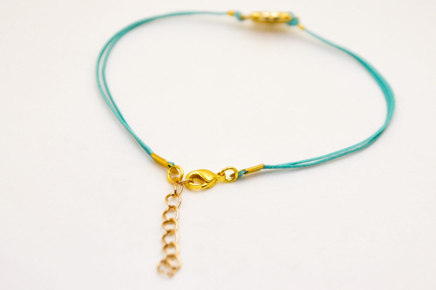 Ankle bracelet with 14k gold plated ship wheel charm, turquoise anklet, Mothers day gift - shani-adi-jewerly