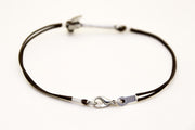 Silver hammer bracelet for men, brown cords - shani-adi-jewerly