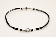 Cross bracelet for men with black cord - shani-adi-jewerly