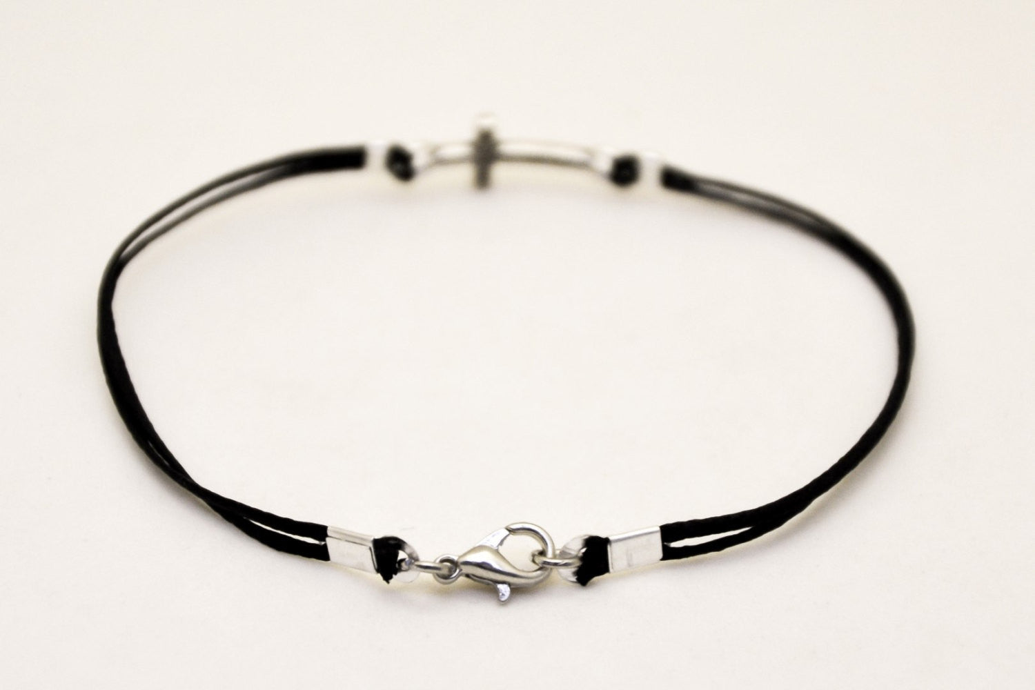 Cross bracelet for men with black cord - shani-adi-jewerly