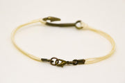Fish hook bracelet for men, beige cord - shani-adi-jewerly