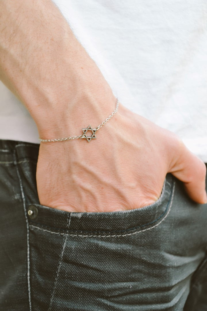 Stainless steel chain Star of David bracelet for men - shani-adi-jewerly