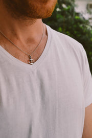 Stainless steel chain anchor necklace for men - shani-adi-jewerly