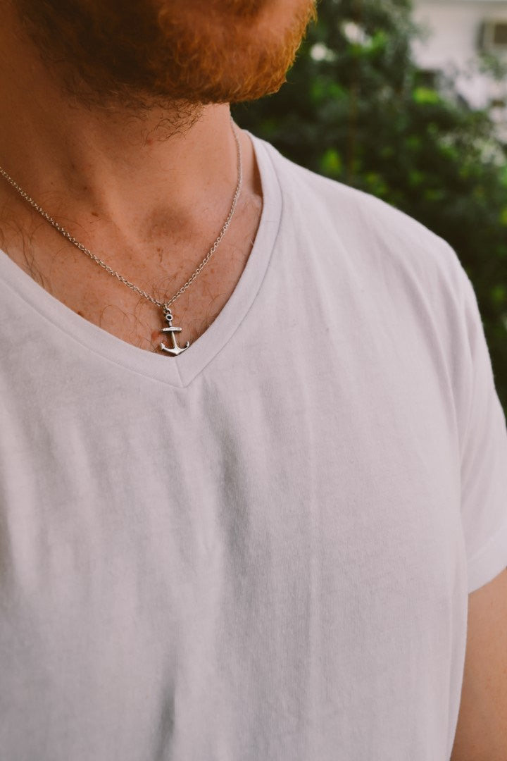 Stainless steel chain anchor necklace for men - shani-adi-jewerly
