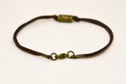 Brown cord bracelet for men, bronze tube - shani-adi-jewerly