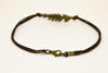 Bronze fish bones bracelet for men, brown cord - shani-adi-jewerly