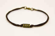 Brown cord bracelet for men, bronze tube - shani-adi-jewerly