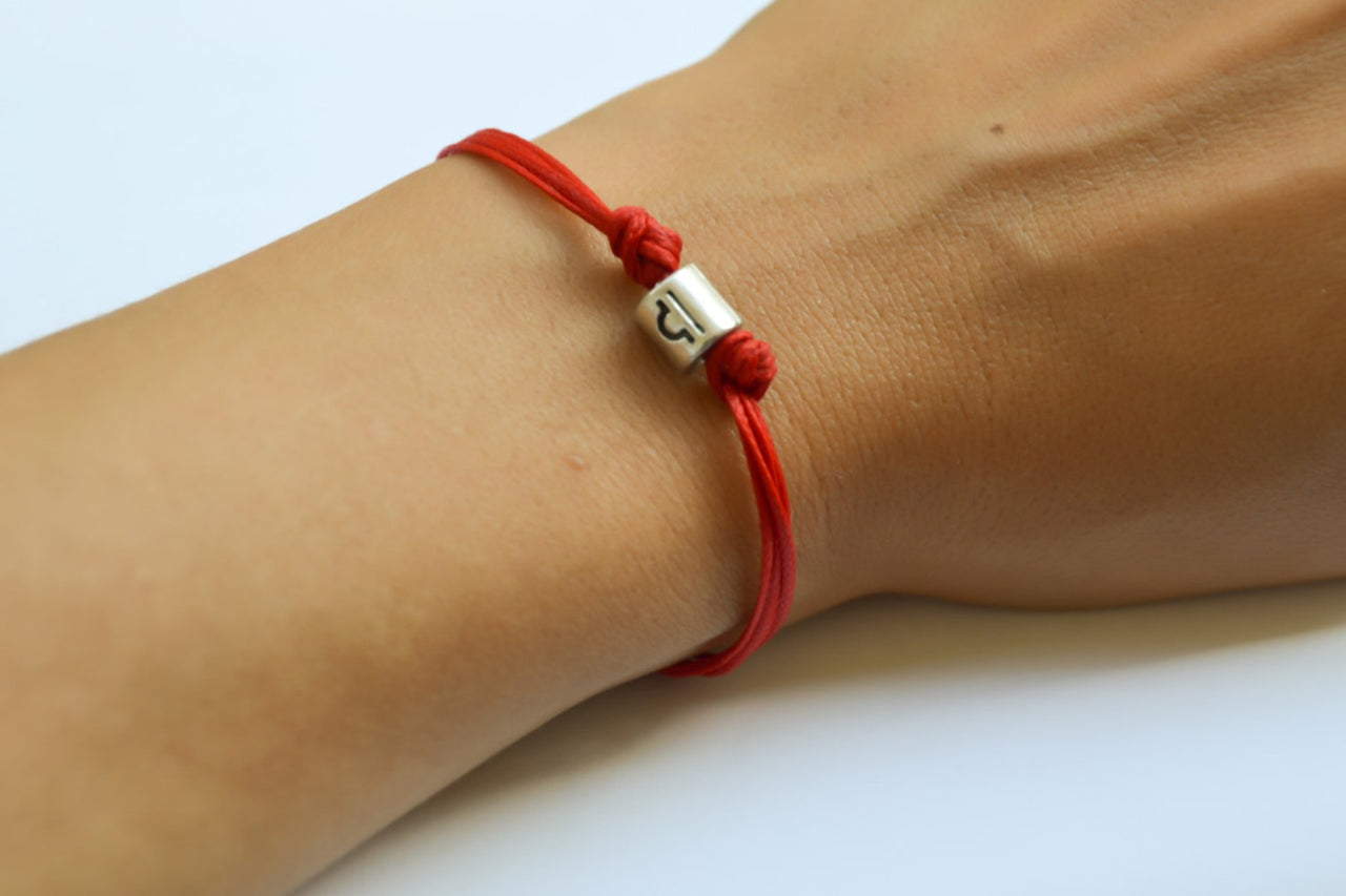 Zodiac signs bracelet, Libra sign, red cord - shani-adi-jewerly