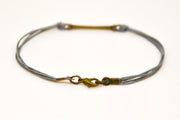 Mens designer bracelets - Bronze bar bracelet for men, grey cord - shani-adi-jewerly
