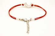 Red cord bracelet with a silver crescent moon charm - shani-adi-jewerly