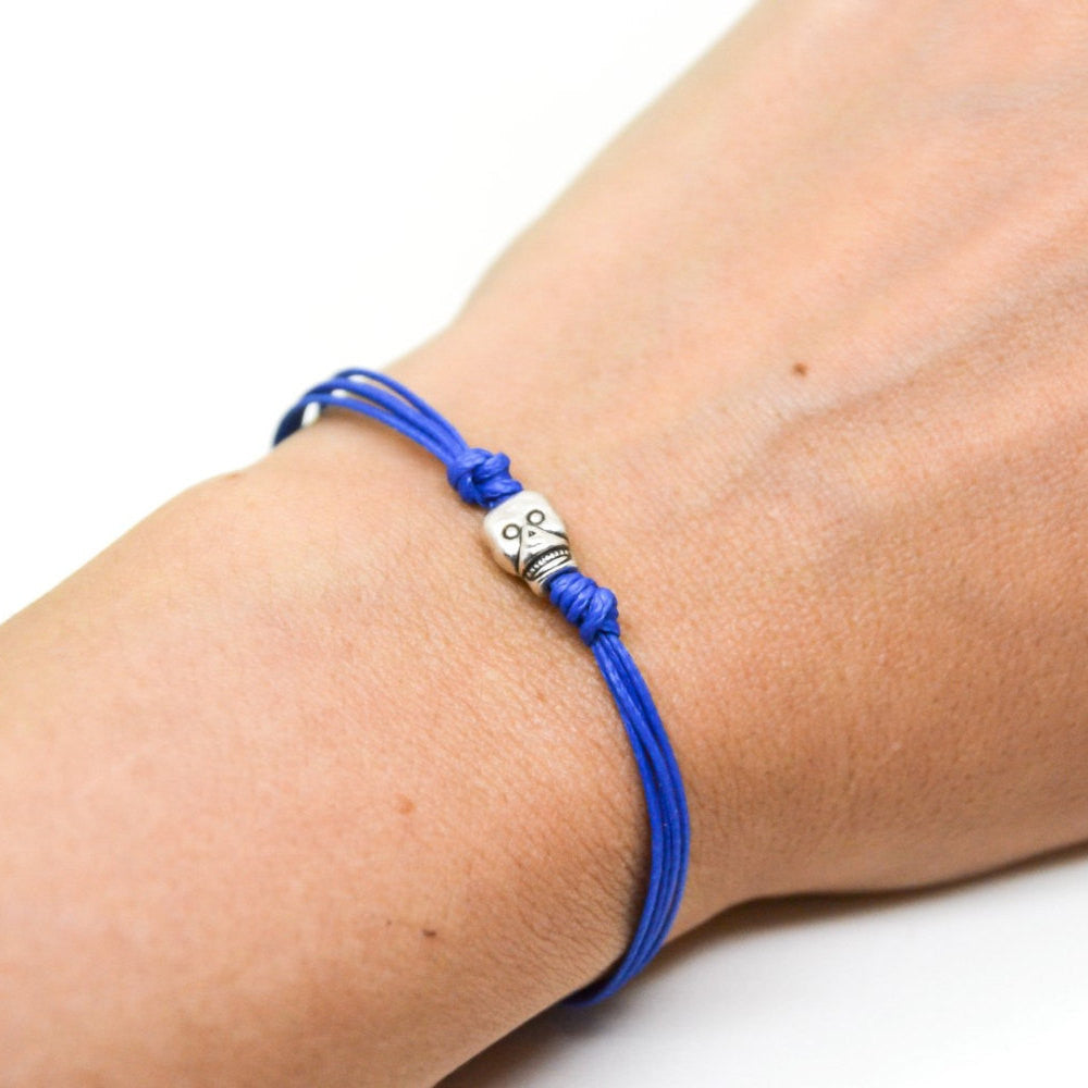 Silver skull blue bracelet - shani-adi-jewerly