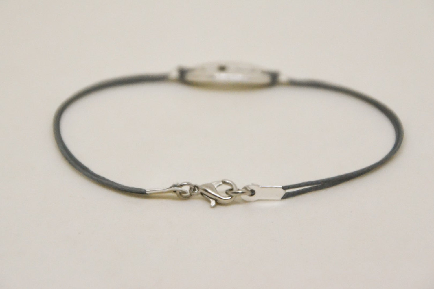 Silver Cross bracelet for men, gray cord, - shani-adi-jewerly
