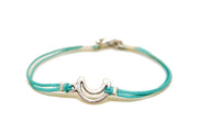 Crescent moon bracelet for men, turquoise cord - shani-adi-jewerly