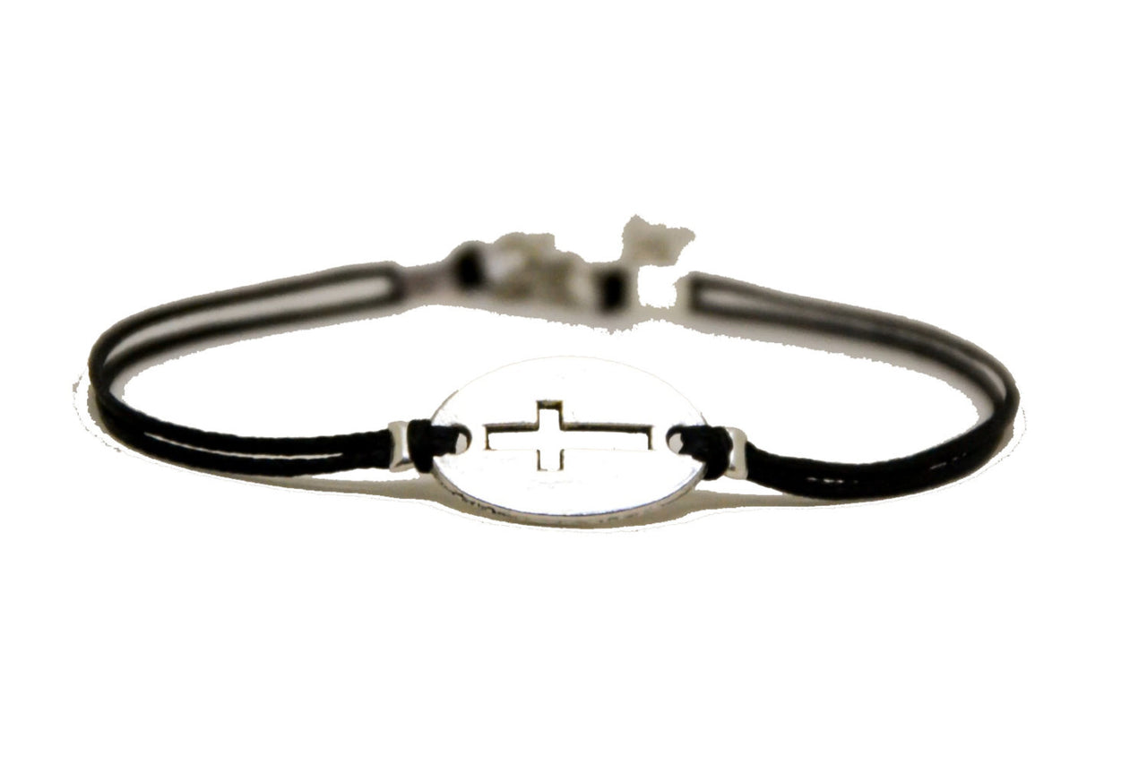 Women bracelet with silver cross round charm - shani-adi-jewerly
