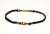 Bronze bar bracelet for men, black cord - shani-adi-jewerly