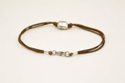 Men's bracelet with silver buddha charm, brown cord - shani-adi-jewerly