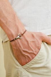 Bull head bracelet for men, brown cords, men's jewellery - shani-adi-jewerly