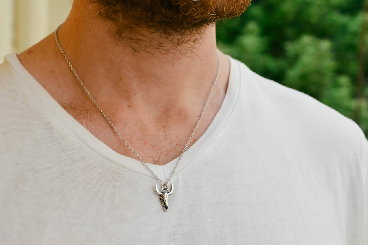 Bull's head stainless steel chain necklace for men - shani-adi-jewerly
