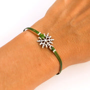 Snowflake bracelet, green cord - shani-adi-jewerly