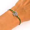 Snowflake bracelet, green cord - shani-adi-jewerly