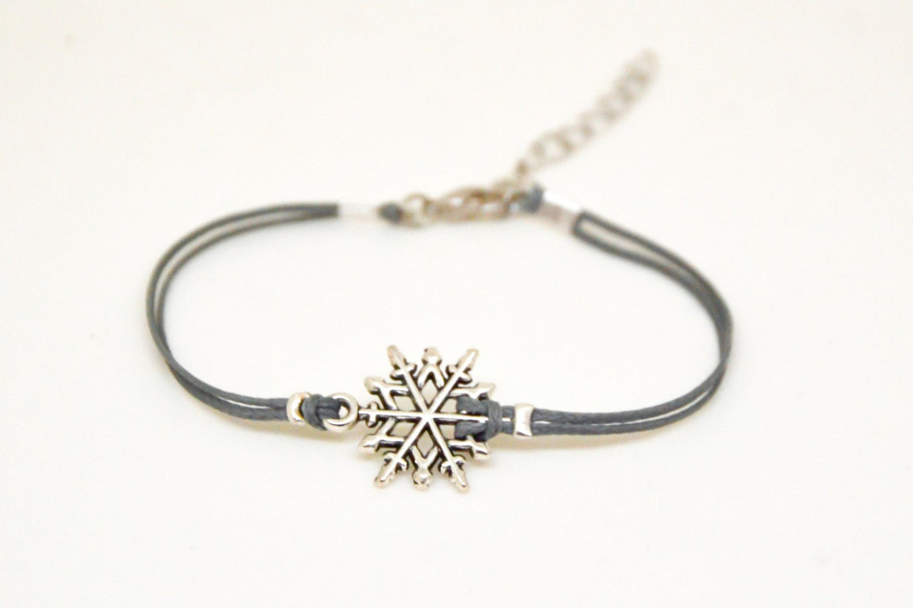 Christmas bracelet, women bracelet with silver snow flake charm - shani-adi-jewerly