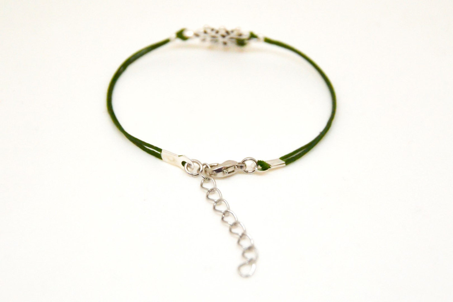 Snowflake bracelet, green cord - shani-adi-jewerly