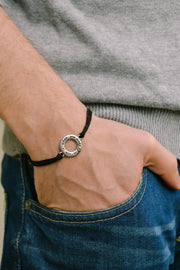 Life is what you make of it bracelet for men, black cord - shani-adi-jewerly