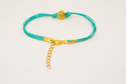 Turquoise cord bracelet with gold bead - shani-adi-jewerly