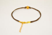 Brown cord bracelet with gold bead - shani-adi-jewerly