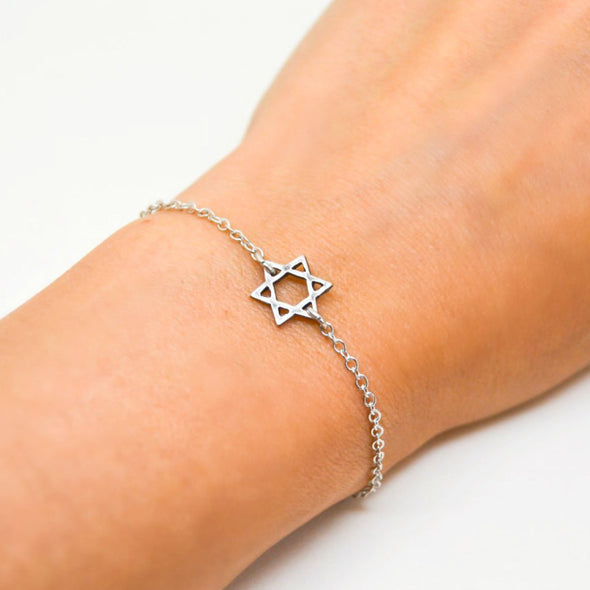 Star of David  women's bracelet, stainless steel chain - shani-adi-jewerly