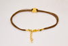 Ankle bracelet with gold plated starfish charm, brown string - shani-adi-jewerly