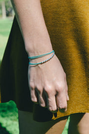 Silver beads bracelet, turquoise cord - shani-adi-jewerly