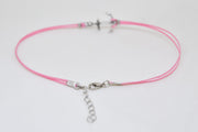Pink dainty anklet with a silver anchor charm - shani-adi-jewerly