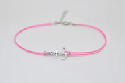 Pink dainty anklet with a silver anchor charm - shani-adi-jewerly