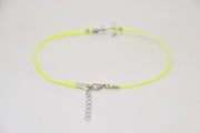 Neon yellow anklet with a silver anchor charm - shani-adi-jewerly