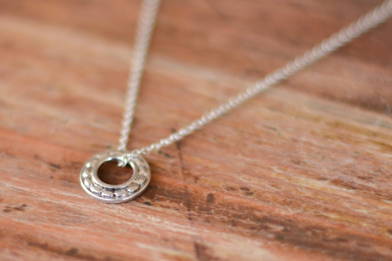 Stainless steel chain necklace for men, circle pendant - shani-adi-jewerly