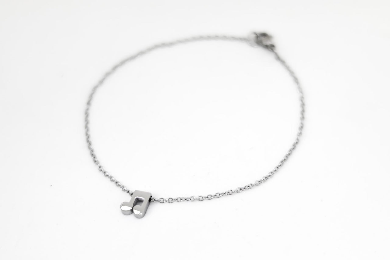 Music note bracelet, waterproof silver chain bracelet, small music note charm bracelet, gift for her