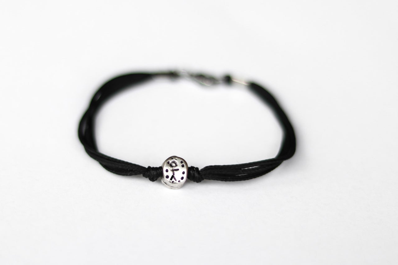 One kid bracelet with one child charm for men, custom black bracelet, father dad bracelet, personalised