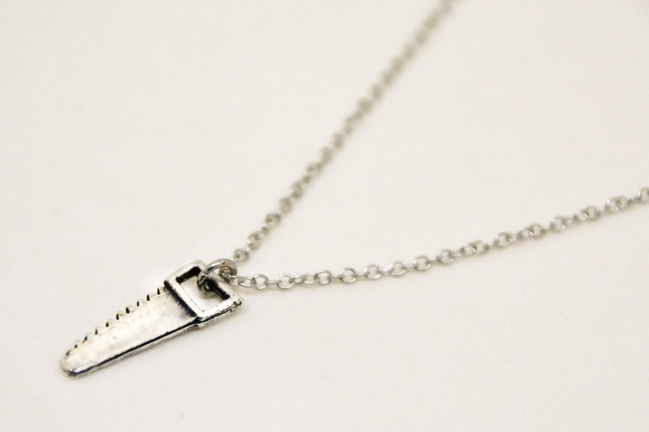 stainless steel chain, silver tone saw necklace for men - shani-adi-jewerly