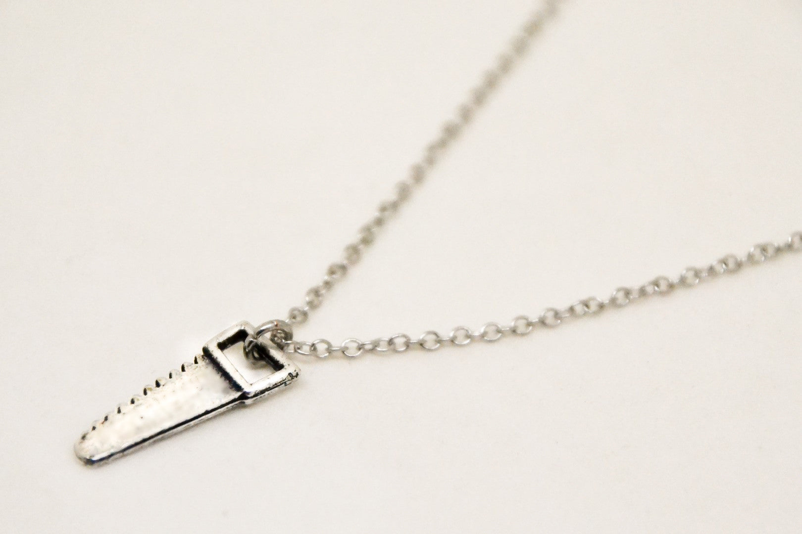stainless steel chain, silver tone saw necklace for men - shani-adi-jewerly