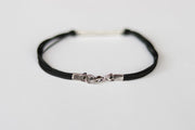 Black cord bracelet for men with long silver bar - shani-adi-jewerly