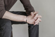 Black cord bracelet for men with long silver bar - shani-adi-jewerly