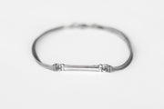 Gray cord bracelet for men with long silver bar - shani-adi-jewerly