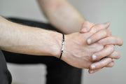 Silver arrow bracelet for men, black cords - shani-adi-jewerly