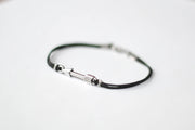 Silver arrow bracelet for men, black cords - shani-adi-jewerly