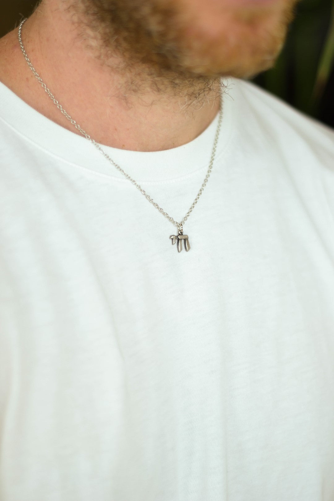 Chai necklace for men, stainless steel chain, Hai - shani-adi-jewerly