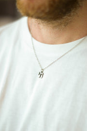 Chai necklace for men, stainless steel chain, Hai - shani-adi-jewerly